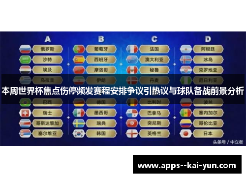本周世界杯焦点伤停频发赛程安排争议引热议与球队备战前景分析 本周世界杯焦点伤停频发赛程安排争议引热议与球队备战前景分析